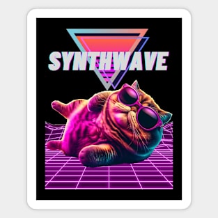 Synthwave cool cat Magnet